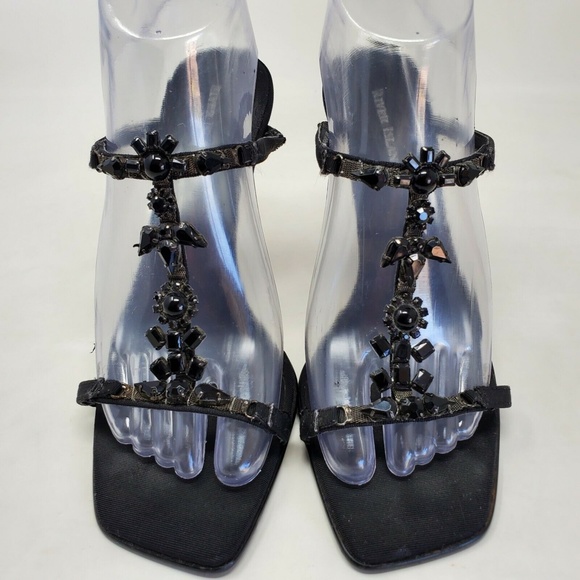 River Island Black Strappy Open Toe Rhinestone 7 - Picture 10 of 11